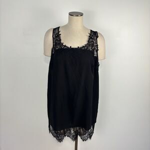 NWT Truly Poppy Shirt Womens 2X Sleeveless Blouse Black Lace Romantic Neutral